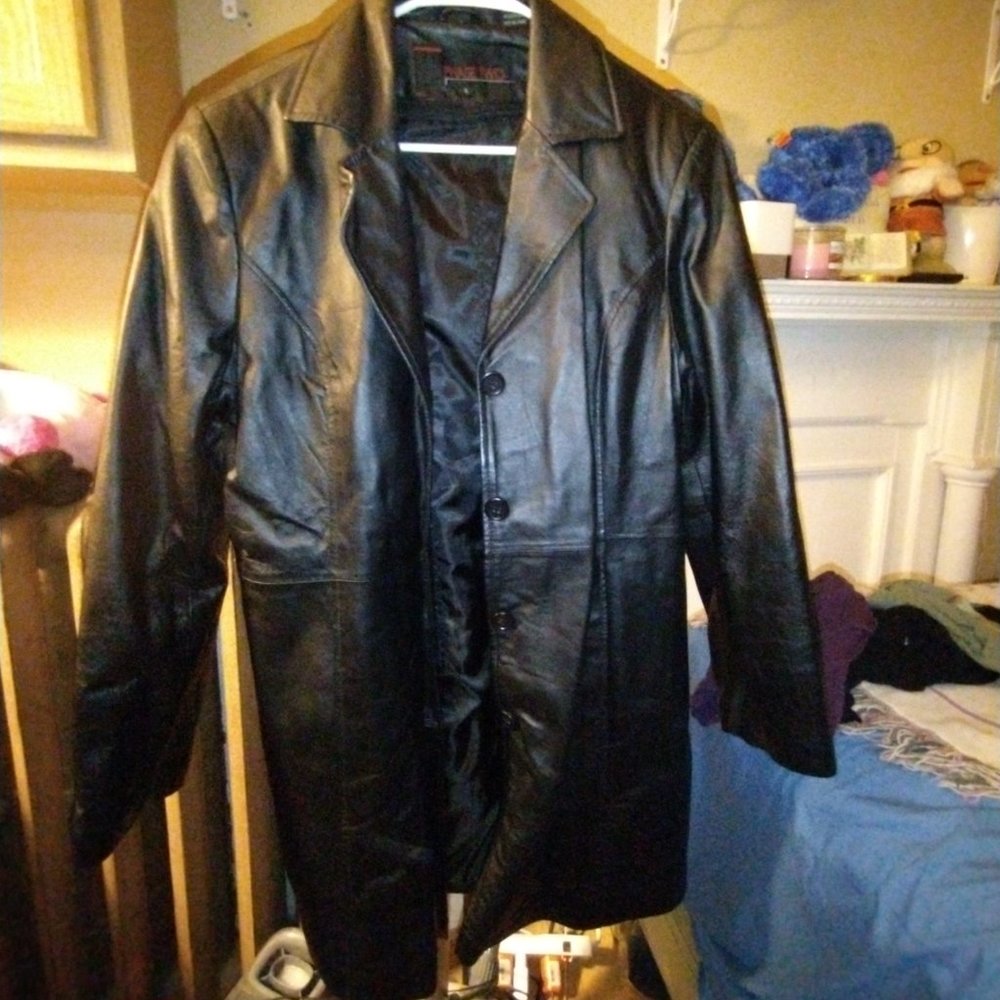 Phase Two Black Leather Jacket..... Euc - image 1